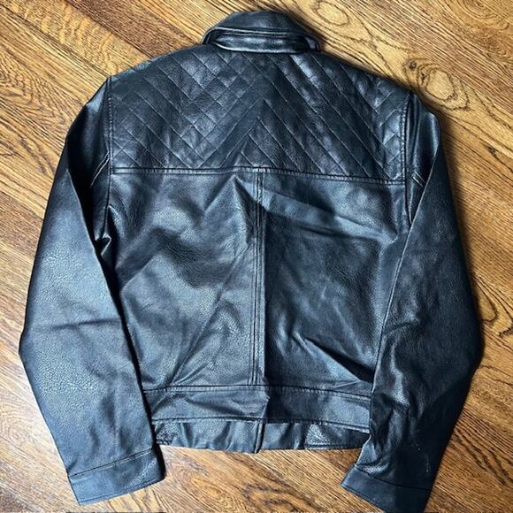 NWT Steve Madden Motorcycle Moto Jacket Womens L Black Faux Leather Biker Grunge - Picture 2 of 9